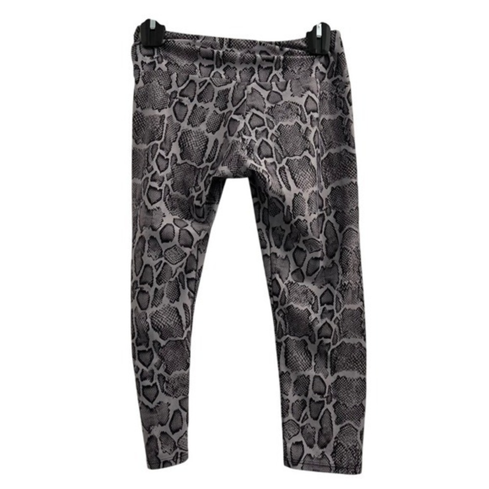 Onzie Womens Grey Snakeskin High Rise Midi Leggings XS Animal Print Yoga Pants - Picture 3 of 5